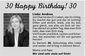 Glückwunschanzeige von Andrea  von Aachener Zeitung / Aachener Nachrichten