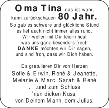 Glückwunschanzeige von Oma  von Aachener Zeitung / Aachener Nachrichten