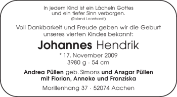 Glückwunschanzeige von Johannes Hendrik von Aachener Zeitung / Aachener Nachrichten