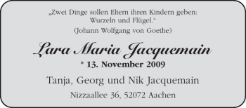 Glückwunschanzeige von Lara Maria Jacquemain von Aachener Zeitung / Aachener Nachrichten