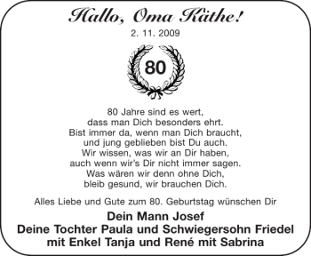 Glückwunschanzeige von Oma Käthe von Aachener Zeitung / Aachener Nachrichten