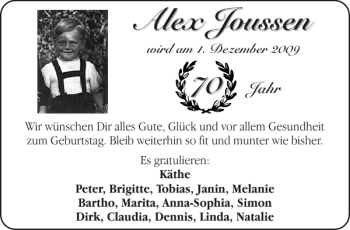 Glückwunschanzeige von Alex Joussen von Aachener Zeitung / Aachener Nachrichten