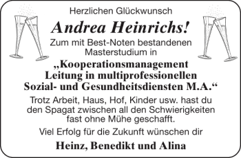 Glückwunschanzeige von Andrea Heinrichs von Aachener Zeitung / Aachener Nachrichten