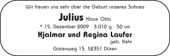 Glückwunschanzeige von Julius  von Aachener Zeitung / Aachener Nachrichten