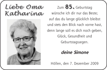 Glückwunschanzeige von Oma Katharina von Aachener Zeitung / Aachener Nachrichten