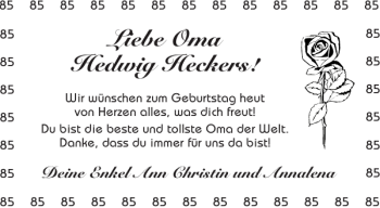 Glückwunschanzeige von Oma Hedwig Heckers von Aachener Zeitung / Aachener Nachrichten
