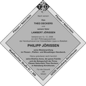 Glückwunschanzeige von PHILIPP JÖRISSEN von Aachener Zeitung / Aachener Nachrichten