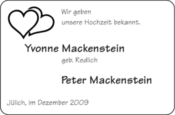 Glückwunschanzeige von Yvonne Mackenstein Peter Mackenstein von Aachener Zeitung / Aachener Nachrichten