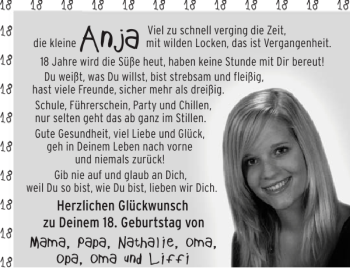 Glückwunschanzeige von Anja  von Aachener Zeitung / Aachener Nachrichten