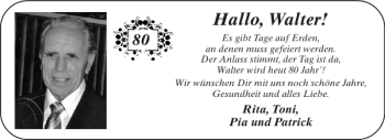 Glückwunschanzeige von Walter  von Aachener Zeitung / Aachener Nachrichten