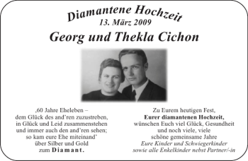 Glückwunschanzeige von Georg und Thekla Cichon von Aachener Zeitung / Aachener Nachrichten