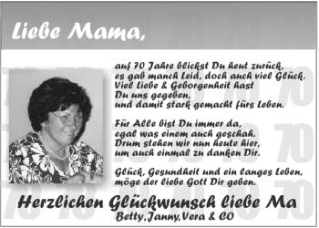 Glückwunschanzeige von Mama  von Aachener Zeitung / Aachener Nachrichten
