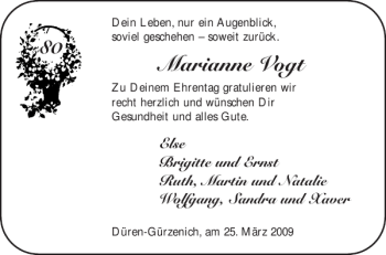 Glückwunschanzeige von Marianne Vogt von Aachener Zeitung / Aachener Nachrichten