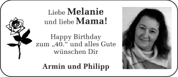 Glückwunschanzeige von Melanie Mama von Aachener Zeitung / Aachener Nachrichten