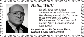 Glückwunschanzeige von Willi  von Aachener Zeitung / Aachener Nachrichten