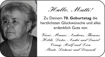 Glückwunschanzeige von Mutti  von Aachener Zeitung / Aachener Nachrichten