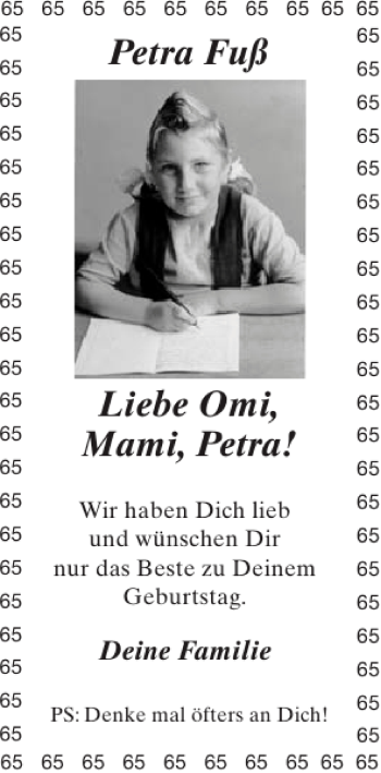 Glückwunschanzeige von Omi Mami Petra Petra Fuß von Aachener Zeitung / Aachener Nachrichten
