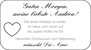 Glückwunschanzeige von liebste Andrea von Aachener Zeitung / Aachener Nachrichten