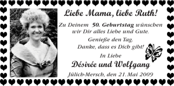 Glückwunschanzeige von Mama Ruth von Aachener Zeitung / Aachener Nachrichten