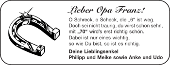Glückwunschanzeige von Opa Franz von Aachener Zeitung / Aachener Nachrichten