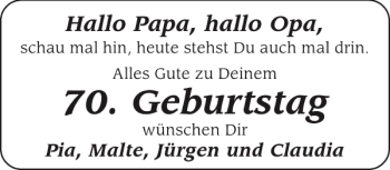 Glückwunschanzeige von Papa Opa von Aachener Zeitung / Aachener Nachrichten