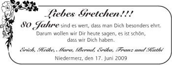 Glückwunschanzeige von Gretchen  von Aachener Zeitung / Aachener Nachrichten