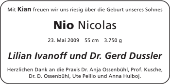 Glückwunschanzeige von Nio Nicolas von Aachener Zeitung / Aachener Nachrichten