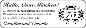 Glückwunschanzeige von Oma Minchen von Aachener Zeitung / Aachener Nachrichten