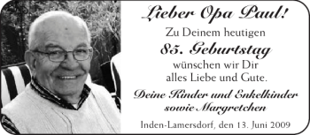 Glückwunschanzeige von Opa Paul von Aachener Zeitung / Aachener Nachrichten