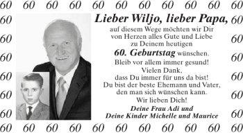 Glückwunschanzeige von Wiljo Papa von Aachener Zeitung / Aachener Nachrichten