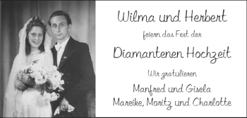 Glückwunschanzeige von Wilma und Herbert von Aachener Zeitung / Aachener Nachrichten