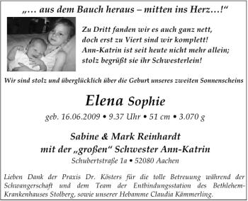 Glückwunschanzeige von Elena  von Aachener Zeitung / Aachener Nachrichten