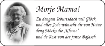 Glückwunschanzeige von Morje Mama von Aachener Zeitung / Aachener Nachrichten