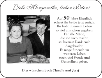 Glückwunschanzeige von Margarethe Peter von Aachener Zeitung / Aachener Nachrichten