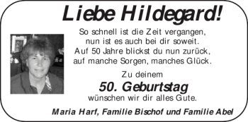 Glückwunschanzeige von Hildegard  von Aachener Zeitung / Aachener Nachrichten