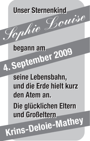 Glückwunschanzeige von Sophie Louise von Aachener Zeitung / Aachener Nachrichten