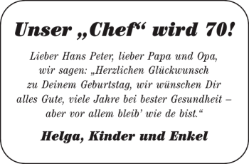 Glückwunschanzeige von Unser Chef von Aachener Zeitung / Aachener Nachrichten