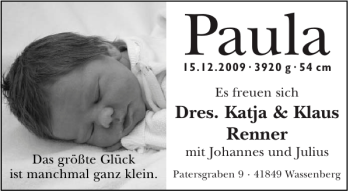 Glückwunschanzeige von Paula  von Aachener Zeitung / Aachener Nachrichten
