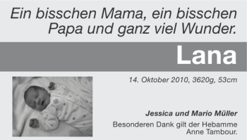 Glückwunschanzeige von Lana  von Super Sonntag / Super Mittwoch