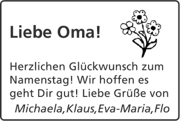 Glückwunschanzeige von Oma  von Aachener Zeitung / Aachener Nachrichten