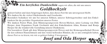 Glückwunschanzeige von Goldhochzeit Josef und Oda Herper von Super Sonntag / Super Mittwoch