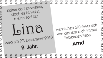 Glückwunschanzeige von Lina  von Super Sonntag / Super Mittwoch