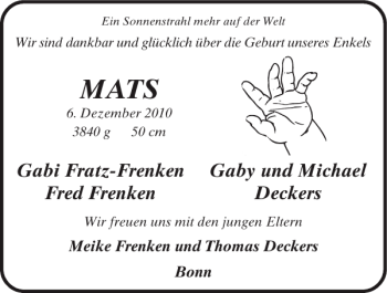 Glückwunschanzeige von MATS  von Super Sonntag / Super Mittwoch