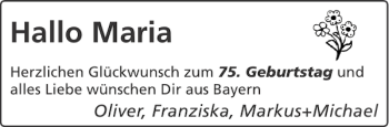 Glückwunschanzeige von Maria  von Aachener Zeitung / Aachener Nachrichten