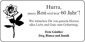 Glückwunschanzeige von Rosi  von Aachener Zeitung / Aachener Nachrichten
