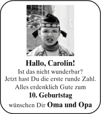 Glückwunschanzeige von Carolin  von Aachener Zeitung / Aachener Nachrichten