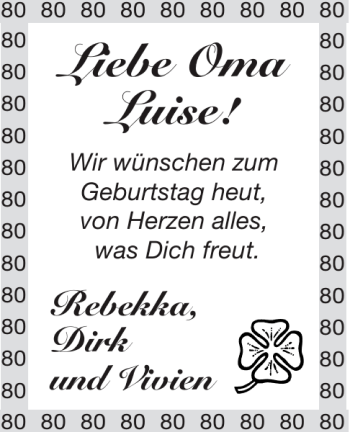 Glückwunschanzeige von Oma Luise von Aachener Zeitung / Aachener Nachrichten