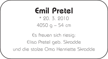 Glückwunschanzeige von Emil Pretel von Aachener Zeitung / Aachener Nachrichten