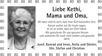 Glückwunschanzeige von Kethi Mama und Oma von Aachener Zeitung / Aachener Nachrichten