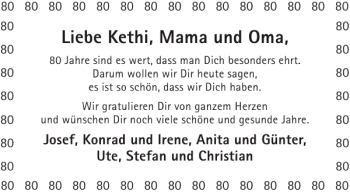 Glückwunschanzeige von Kethi Mama und Oma von Aachener Zeitung / Aachener Nachrichten